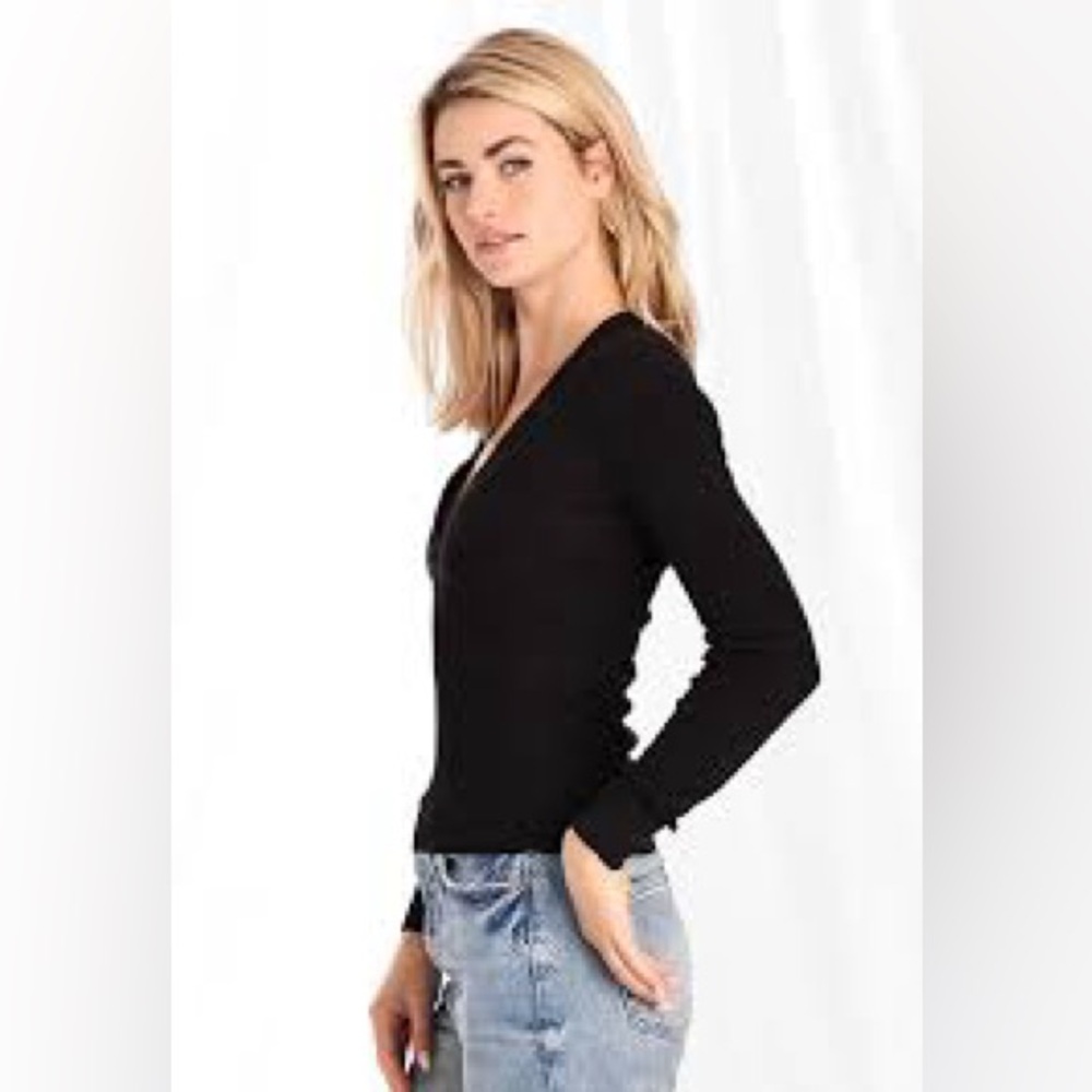 Inhabit Cashmere Black Henley Sweater